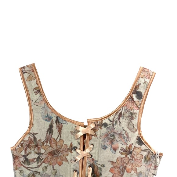 NEW Scarlet Darkness Victorian Cottagecore Corset Vest Sz 6 floral bridgerton - Picture 8 of 10